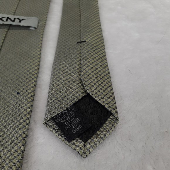 DKNY Men's Tie Geometric Skinny Slim Green Gray - Picture 5 of 6